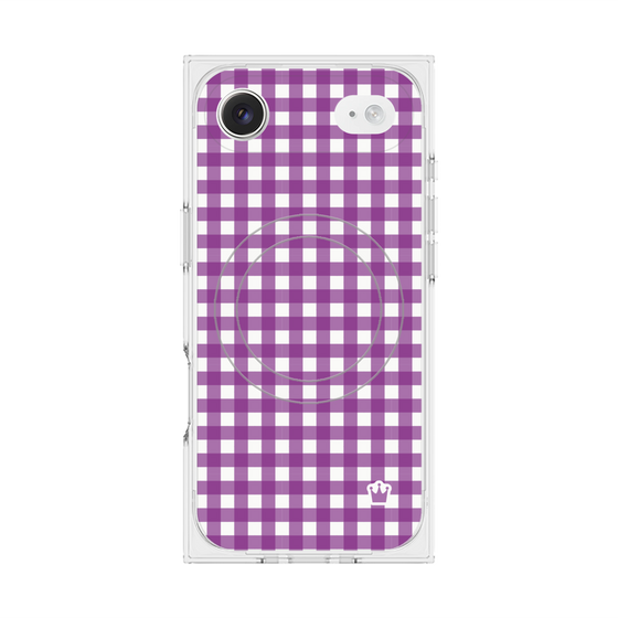 プレミアムスクエアケース with MagSafe［ Checkered Purple - ギンガムチェック パープル ］