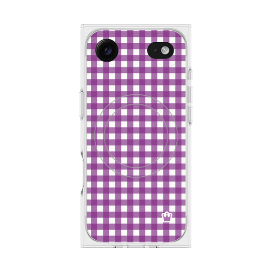 プレミアムスクエアケース with MagSafe［ Checkered Purple - ギンガムチェック パープル ］