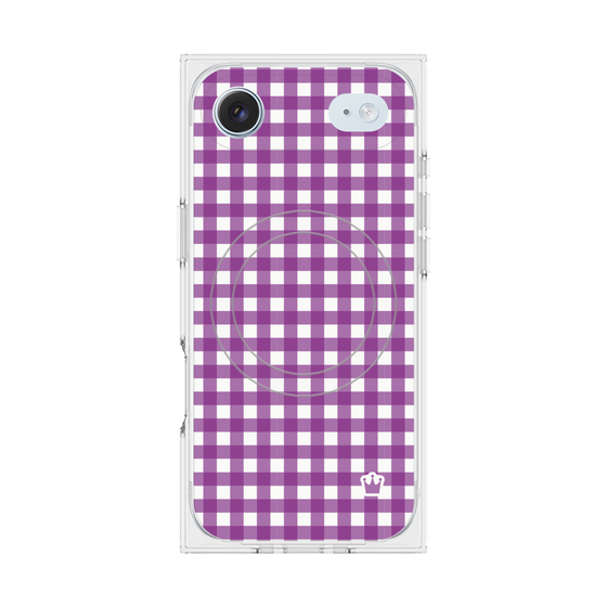 プレミアムスクエアケース with MagSafe［ Checkered Purple - ギンガムチェック パープル ］