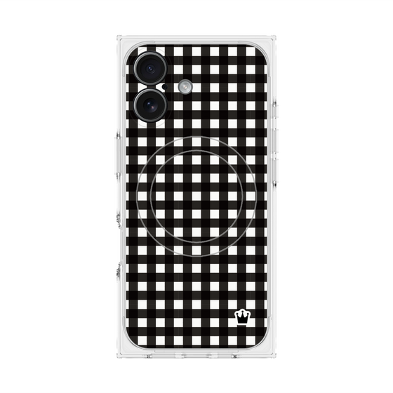 プレミアムスクエアケース with MagSafe［ Checkered Purple - ギンガムチェック ブラック ］