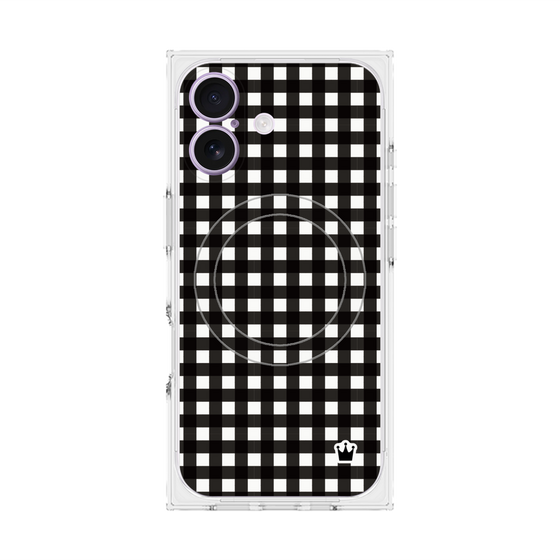 プレミアムスクエアケース with MagSafe［ Checkered Purple - ギンガムチェック ブラック ］