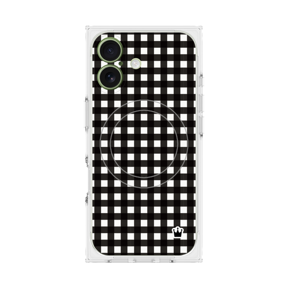 プレミアムスクエアケース with MagSafe［ Checkered Purple - ギンガムチェック ブラック ］