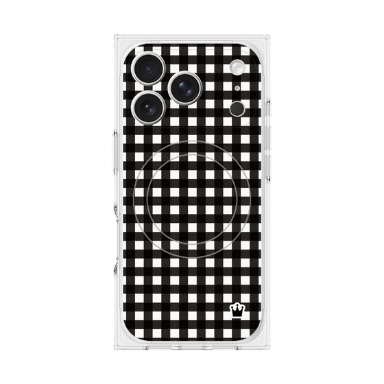 プレミアムスクエアケース with MagSafe［ Checkered Purple - ギンガムチェック ブラック ］