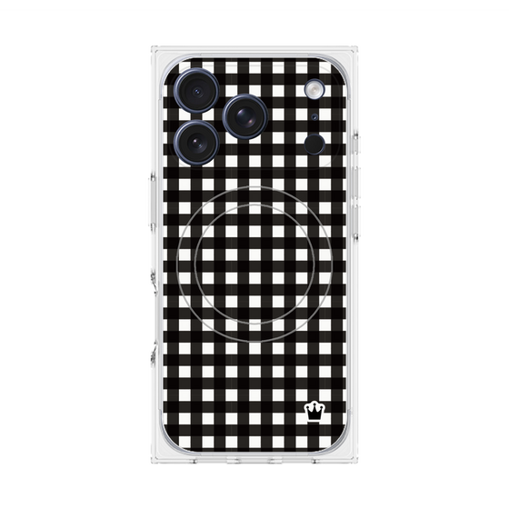 プレミアムスクエアケース with MagSafe［ Checkered Purple - ギンガムチェック ブラック ］