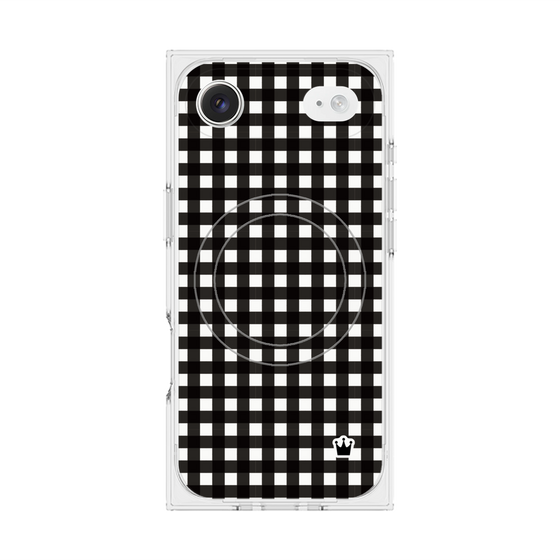 プレミアムスクエアケース with MagSafe［ Checkered Purple - ギンガムチェック ブラック ］