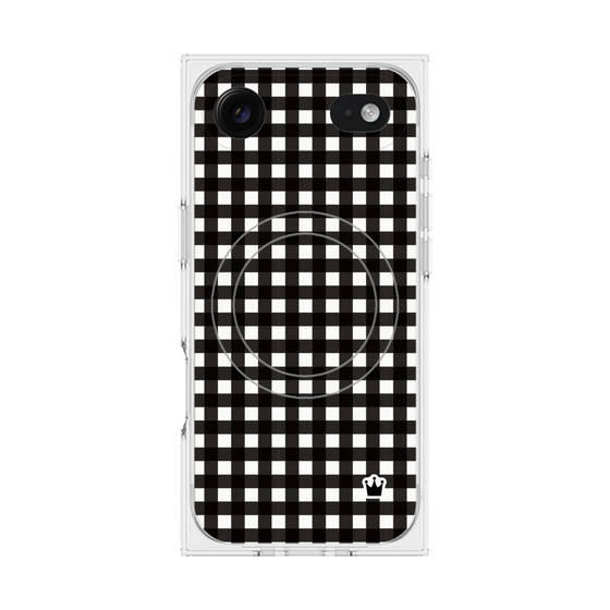 プレミアムスクエアケース with MagSafe［ Checkered Purple - ギンガムチェック ブラック ］