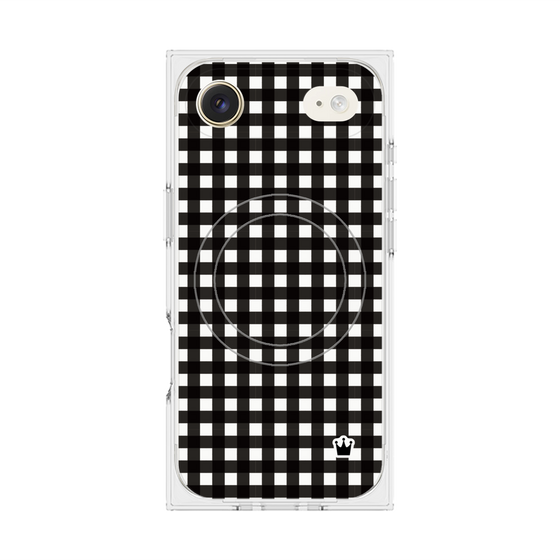 プレミアムスクエアケース with MagSafe［ Checkered Purple - ギンガムチェック ブラック ］