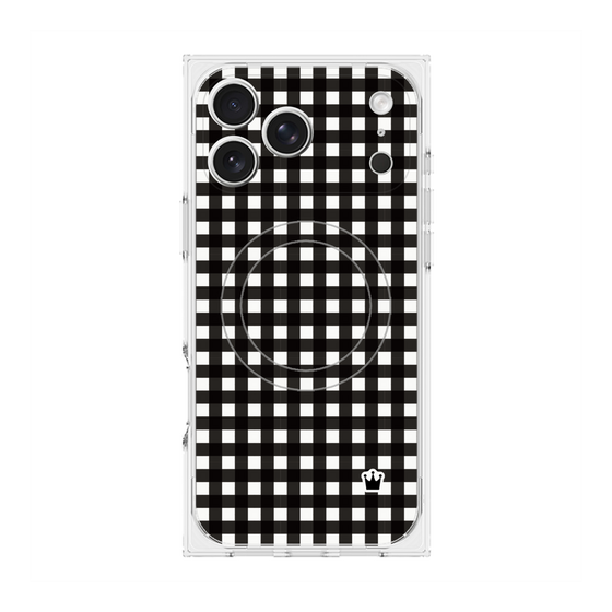 プレミアムスクエアケース with MagSafe［ Checkered Purple - ギンガムチェック ブラック ］