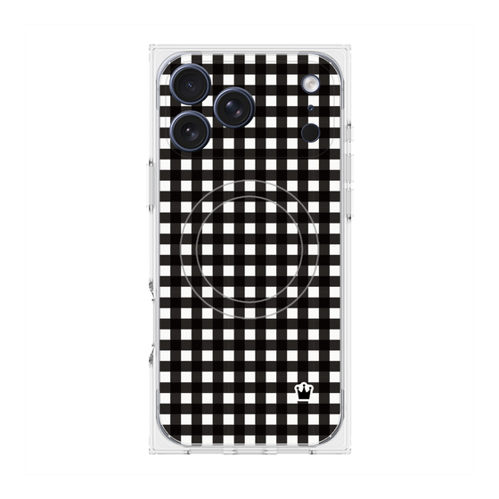 プレミアムスクエアケース with MagSafe［ Checkered Purple - ギンガムチェック ブラック ］