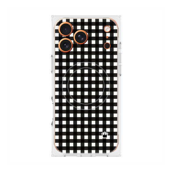 プレミアムスクエアケース with MagSafe［ Checkered Purple - ギンガムチェック ブラック ］
