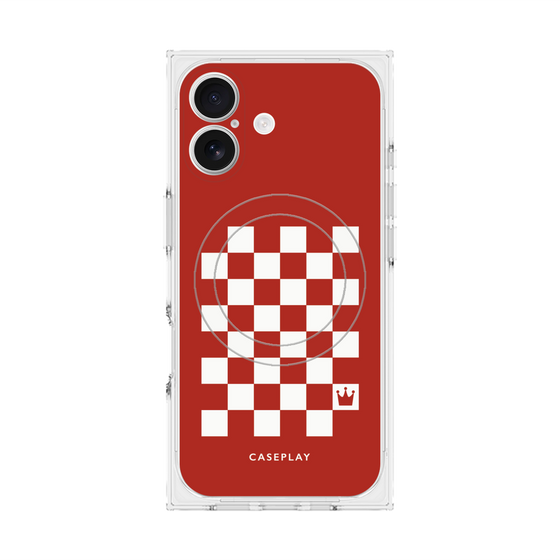 プレミアムスクエアケース with MagSafe［ Racing checkered flag Red - レーシングチェッカーフラッグ レッド ］