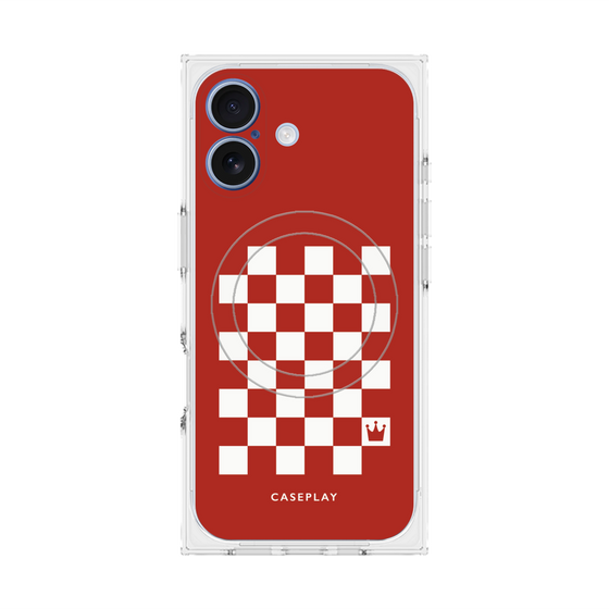 プレミアムスクエアケース with MagSafe［ Racing checkered flag Red - レーシングチェッカーフラッグ レッド ］