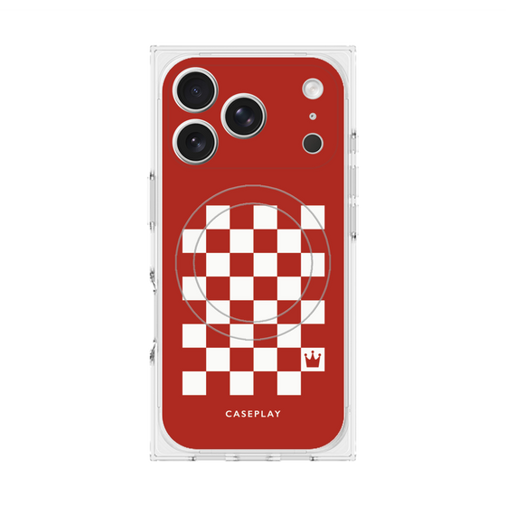 プレミアムスクエアケース with MagSafe［ Racing checkered flag Red - レーシングチェッカーフラッグ レッド ］