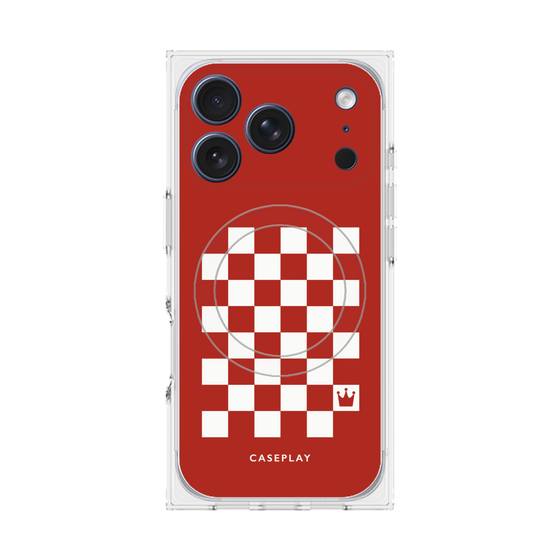 プレミアムスクエアケース with MagSafe［ Racing checkered flag Red - レーシングチェッカーフラッグ レッド ］