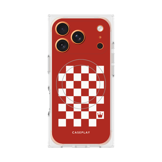 プレミアムスクエアケース with MagSafe［ Racing checkered flag Red - レーシングチェッカーフラッグ レッド ］