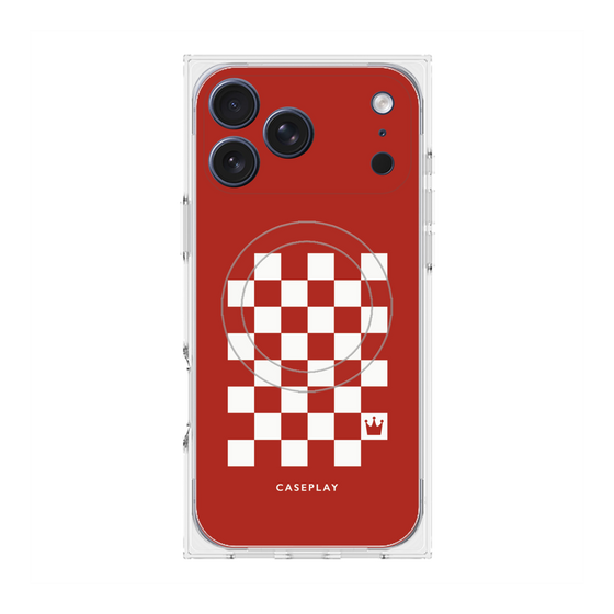 プレミアムスクエアケース with MagSafe［ Racing checkered flag Red - レーシングチェッカーフラッグ レッド ］