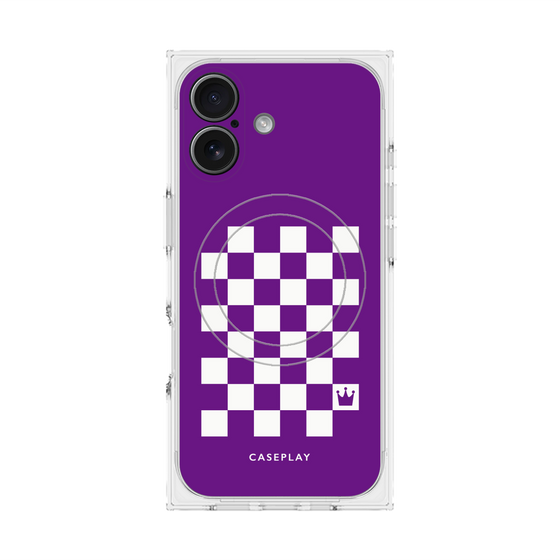 プレミアムスクエアケース with MagSafe［ Racing checkered flag Purple - レーシングチェッカーフラッグ パープル ］