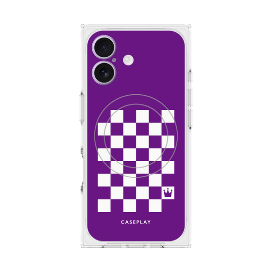 プレミアムスクエアケース with MagSafe［ Racing checkered flag Purple - レーシングチェッカーフラッグ パープル ］