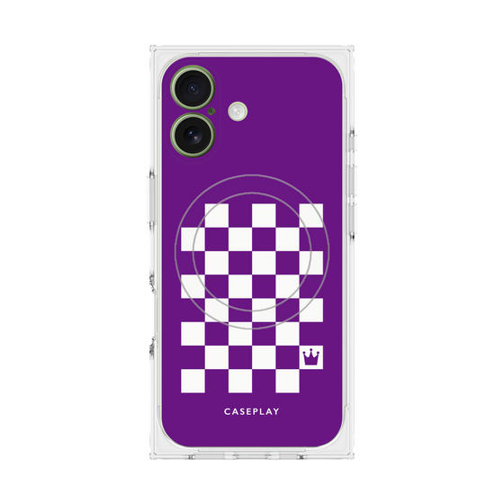 プレミアムスクエアケース with MagSafe［ Racing checkered flag Purple - レーシングチェッカーフラッグ パープル ］
