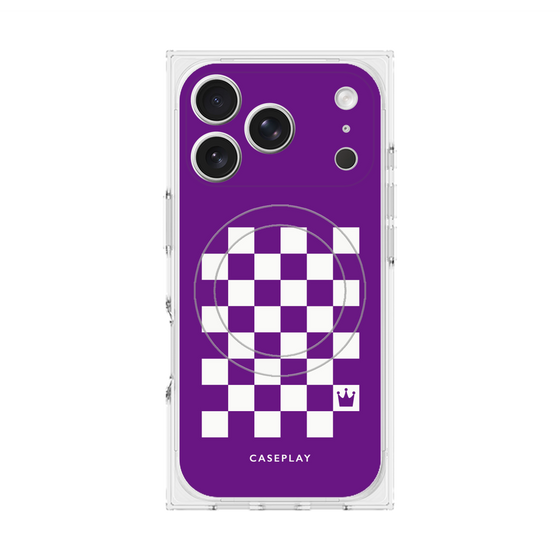 プレミアムスクエアケース with MagSafe［ Racing checkered flag Purple - レーシングチェッカーフラッグ パープル ］