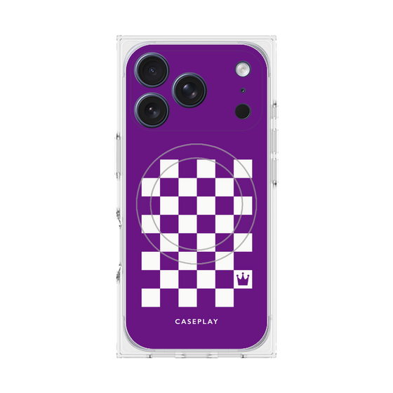 プレミアムスクエアケース with MagSafe［ Racing checkered flag Purple - レーシングチェッカーフラッグ パープル ］