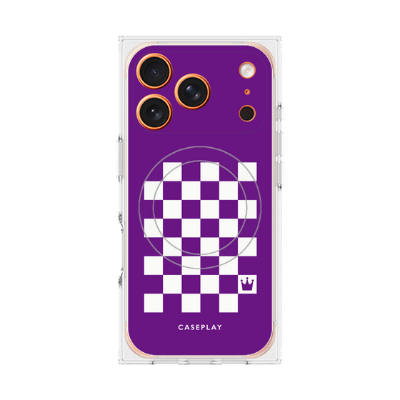 プレミアムスクエアケース with MagSafe［ Racing checkered flag Purple - レーシングチェッカーフラッグ パープル ］