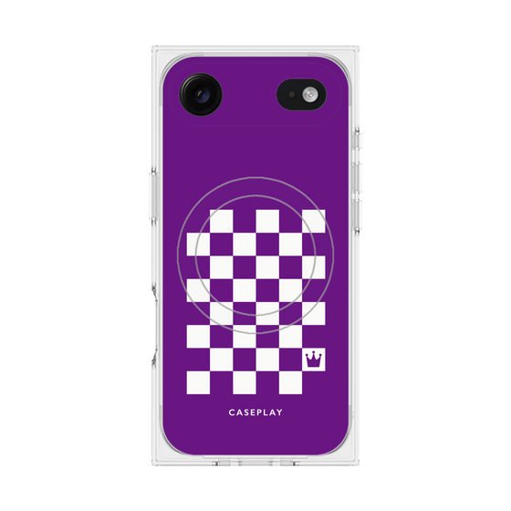 プレミアムスクエアケース with MagSafe［ Racing checkered flag Purple - レーシングチェッカーフラッグ パープル ］