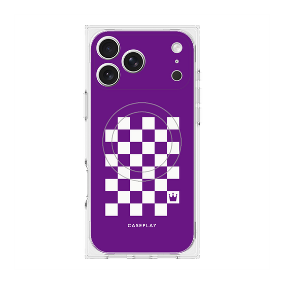 プレミアムスクエアケース with MagSafe［ Racing checkered flag Purple - レーシングチェッカーフラッグ パープル ］