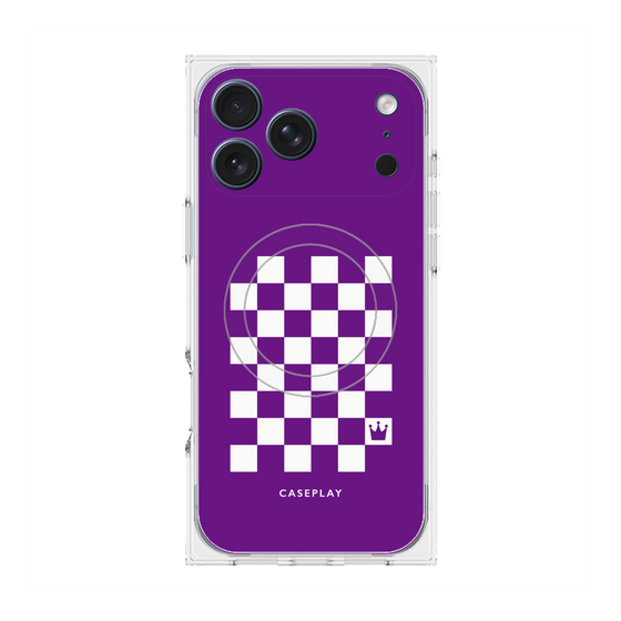 プレミアムスクエアケース with MagSafe［ Racing checkered flag Purple - レーシングチェッカーフラッグ パープル ］