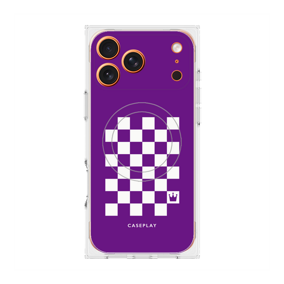 プレミアムスクエアケース with MagSafe［ Racing checkered flag Purple - レーシングチェッカーフラッグ パープル ］