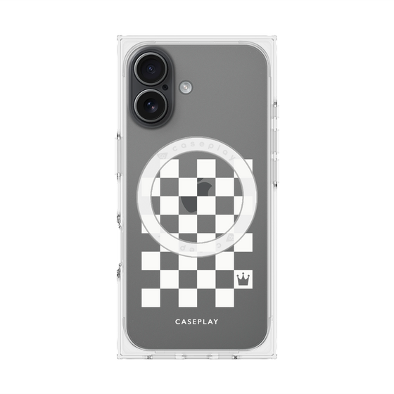 プレミアムスクエアケース with MagSafe［ Racing checkered flag White - レーシングチェッカーフラッグ ホワイト ］