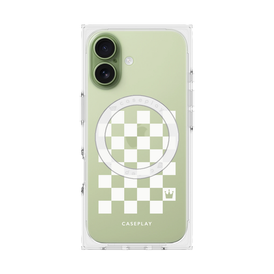 プレミアムスクエアケース with MagSafe［ Racing checkered flag White - レーシングチェッカーフラッグ ホワイト ］
