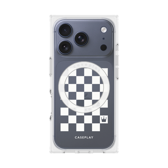 プレミアムスクエアケース with MagSafe［ Racing checkered flag White - レーシングチェッカーフラッグ ホワイト ］