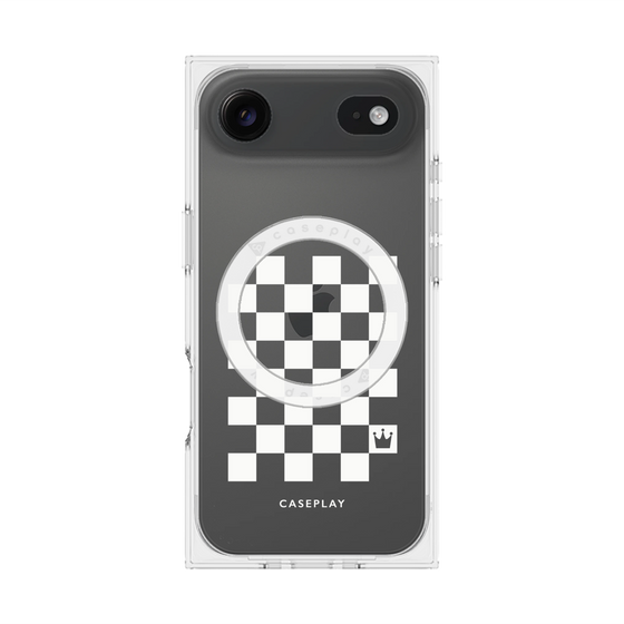 プレミアムスクエアケース with MagSafe［ Racing checkered flag White - レーシングチェッカーフラッグ ホワイト ］
