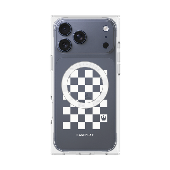 プレミアムスクエアケース with MagSafe［ Racing checkered flag White - レーシングチェッカーフラッグ ホワイト ］