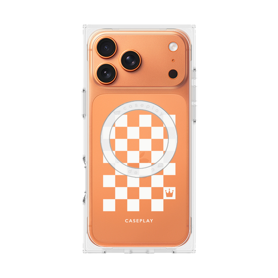 プレミアムスクエアケース with MagSafe［ Racing checkered flag White - レーシングチェッカーフラッグ ホワイト ］