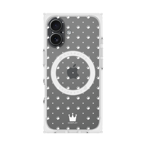 プレミアムスクエアケース with MagSafe［ CASEPLAY Crown dots White - ケースプレイ・クラウン・ドッツ ホワイト ］