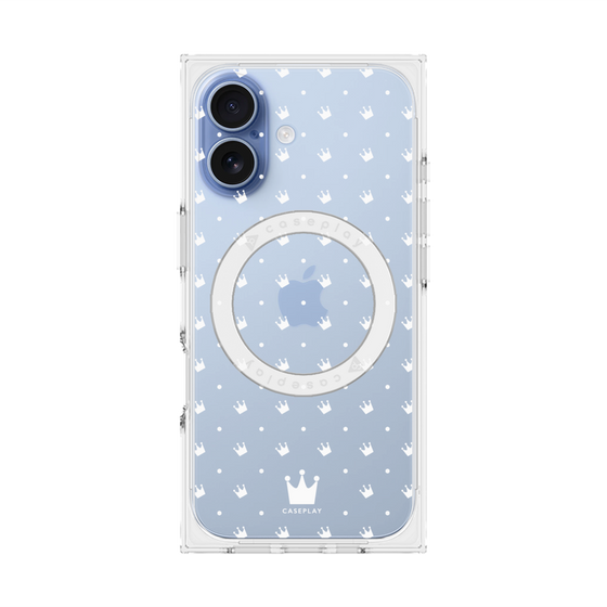プレミアムスクエアケース with MagSafe［ CASEPLAY Crown dots White - ケースプレイ・クラウン・ドッツ ホワイト ］