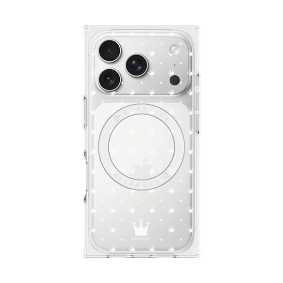 プレミアムスクエアケース with MagSafe［ CASEPLAY Crown dots White - ケースプレイ・クラウン・ドッツ ホワイト ］