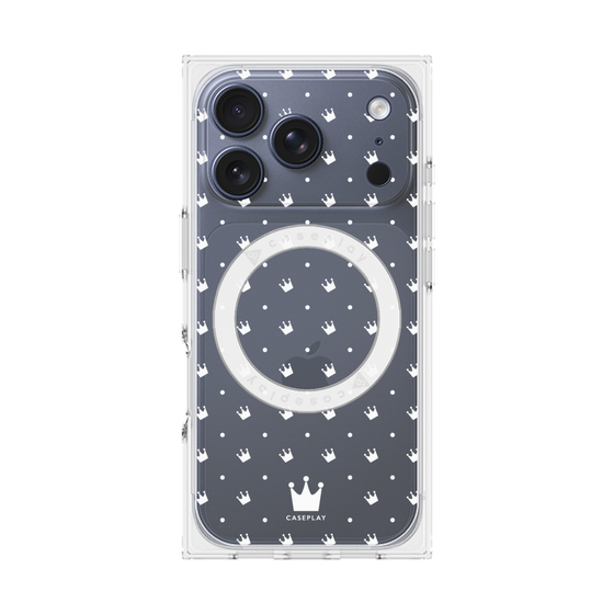 プレミアムスクエアケース with MagSafe［ CASEPLAY Crown dots White - ケースプレイ・クラウン・ドッツ ホワイト ］