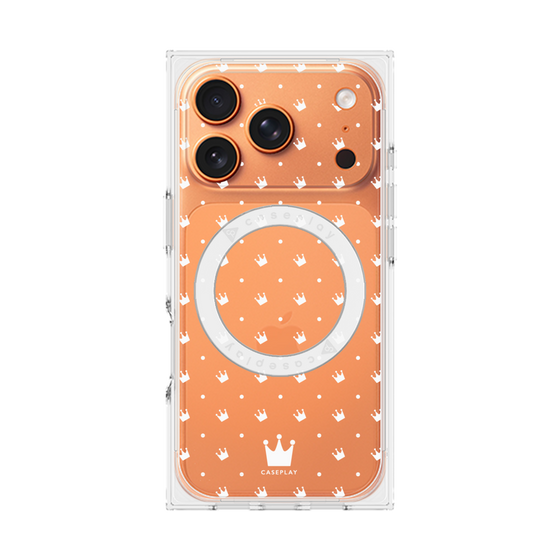 プレミアムスクエアケース with MagSafe［ CASEPLAY Crown dots White - ケースプレイ・クラウン・ドッツ ホワイト ］