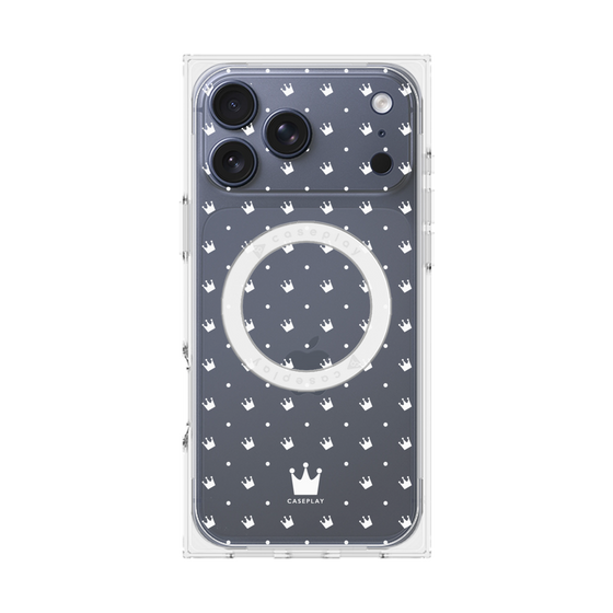 プレミアムスクエアケース with MagSafe［ CASEPLAY Crown dots White - ケースプレイ・クラウン・ドッツ ホワイト ］