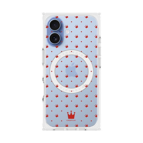 プレミアムスクエアケース with MagSafe［ CASEPLAY Crown dots Red - ケースプレイ・クラウン・ドッツ レッド ］