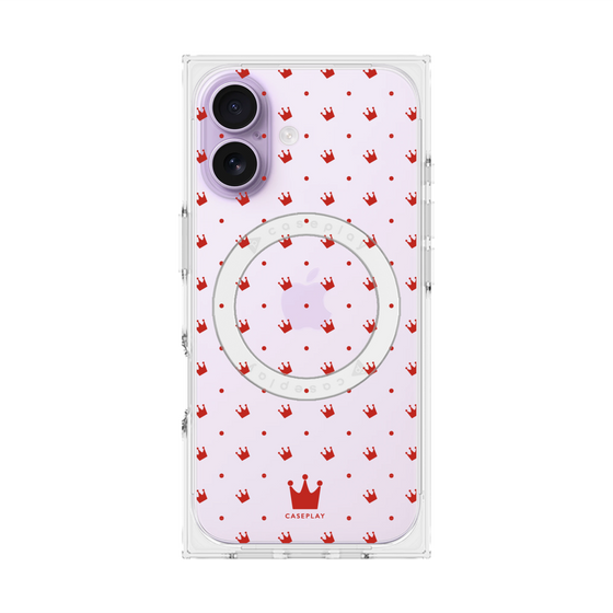プレミアムスクエアケース with MagSafe［ CASEPLAY Crown dots Red - ケースプレイ・クラウン・ドッツ レッド ］