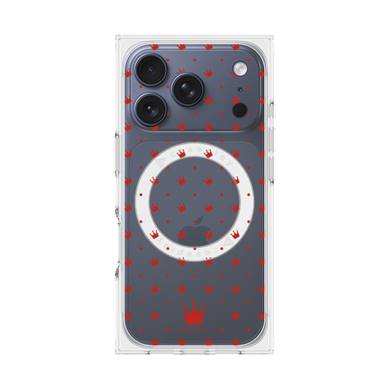 プレミアムスクエアケース with MagSafe［ CASEPLAY Crown dots Red - ケースプレイ・クラウン・ドッツ レッド ］