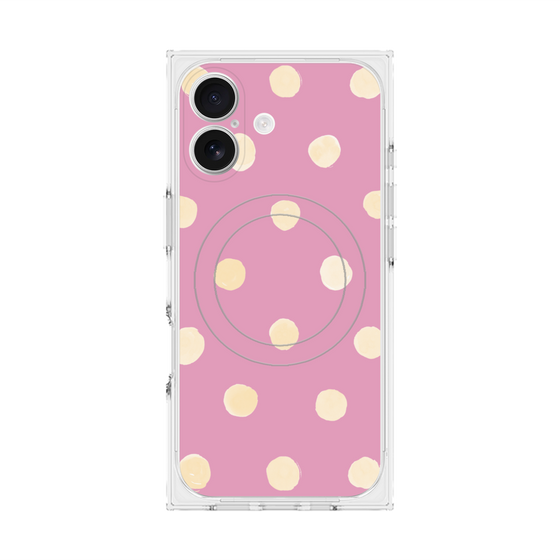 プレミアムスクエアケース with MagSafe［ 水彩ドット・レトロカラー - Pink ］