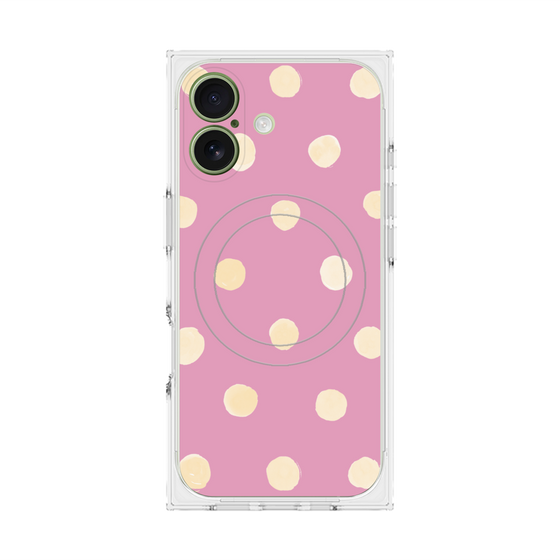 プレミアムスクエアケース with MagSafe［ 水彩ドット・レトロカラー - Pink ］