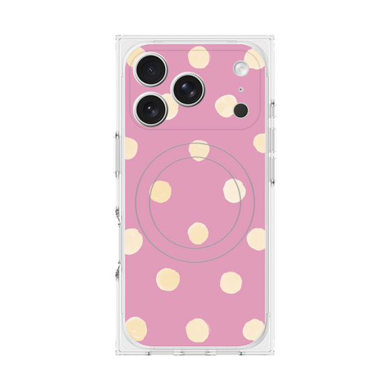 プレミアムスクエアケース with MagSafe［ 水彩ドット・レトロカラー - Pink ］