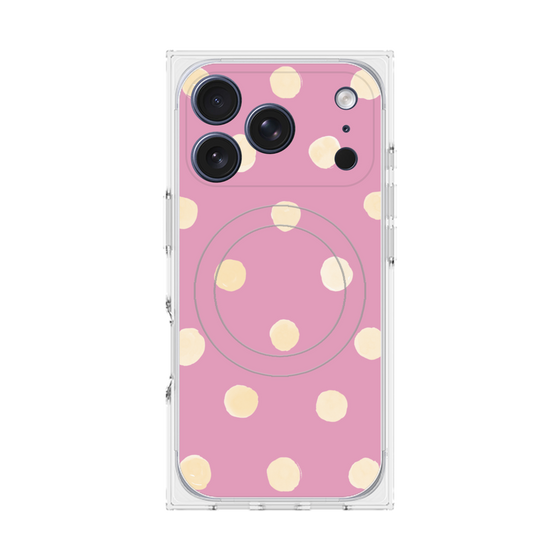 プレミアムスクエアケース with MagSafe［ 水彩ドット・レトロカラー - Pink ］