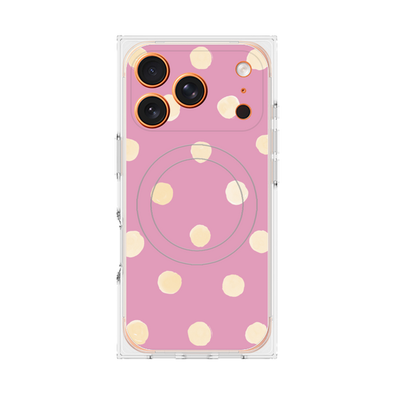 プレミアムスクエアケース with MagSafe［ 水彩ドット・レトロカラー - Pink ］